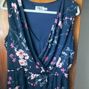 Eliza J. Navy floral faux wrap dress size 18